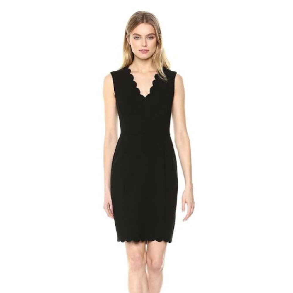 French Connection Scallop Sheath Dress, Black, 0